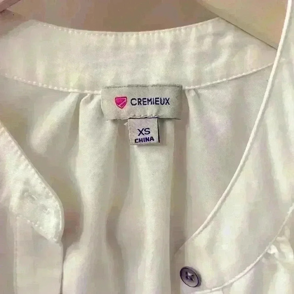 COPY - Cremieux No Collar White Button Down Shirt with ruffled sleeves Women XS - Picture 7 of 11